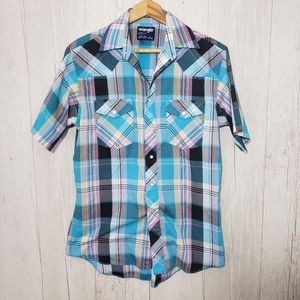 Wrangler Pearl Snap Mens Western Shirt Plaid